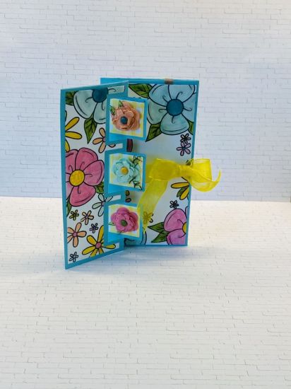Triple Square Flip-it w/flower2layer stamps
