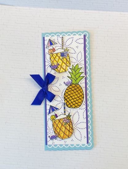 Drinks with Friends
Drinks with Friends stamps and TSOL slimline dies Dotted Flower background die TSOL markers wit TSOL water rush TSOL embellishments 

