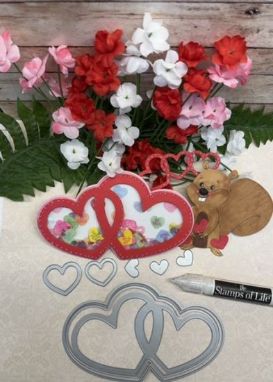 Double Heart Mini Slimline Shaped Card Fold-it
