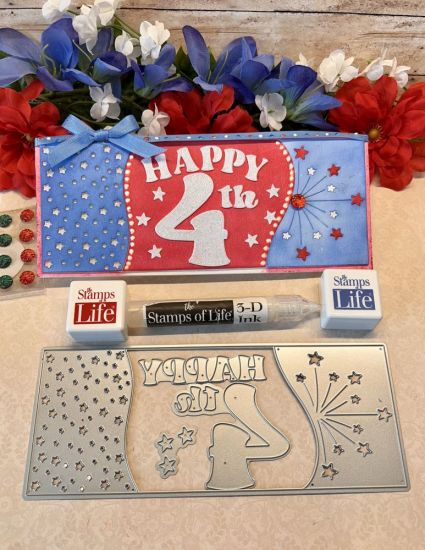 Slimline Happy 4th Tri background die
