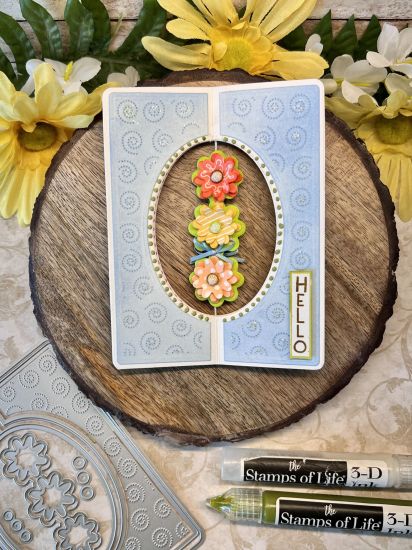Triple Flower Oval Criss Cross A2 Card die
