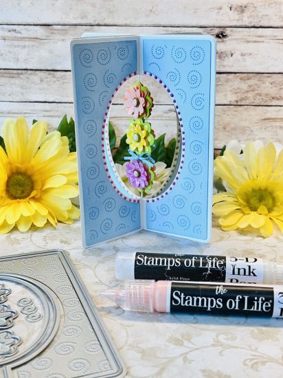 Triple Flower Oval Criss Cross A2 Card Die Set
