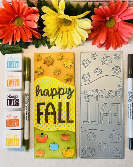 Happy Fall Slimline Tri-Background Dies
