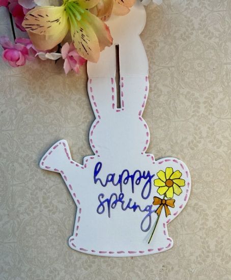 Watering Can Bunny A2 Shaped card
