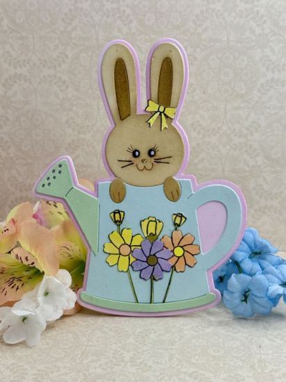 Watering Can Bunny A2 Shaped card
