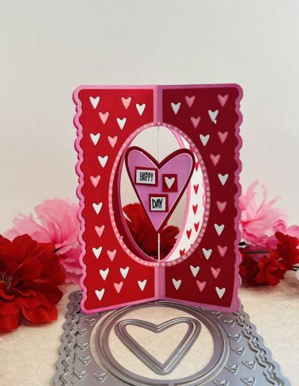 A2 Heart Deckle Edge Criss Cross Card Die set
