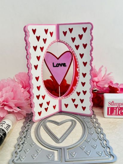 A2 Heart Deckle Edge Criss Cross Card Die set
