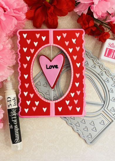A2 Heart Deckle Edge Criss Cross Card Die set
