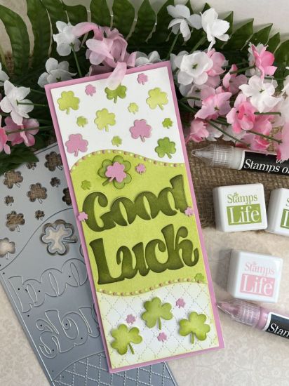 Good Luck Slimline Tri-Background Die
