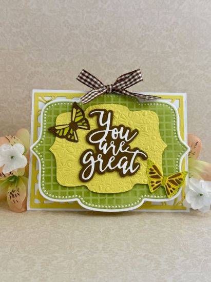 Believe in yourself word die
You are Great & Believe in Yourself word die, floral frenzy B/G dies(embossed), Grand Nesting dies & Grid stencil
