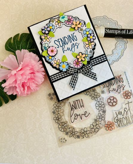 Flower Wreath Clear Stamp & Die set (February 2024 Stamp & die Club set)
