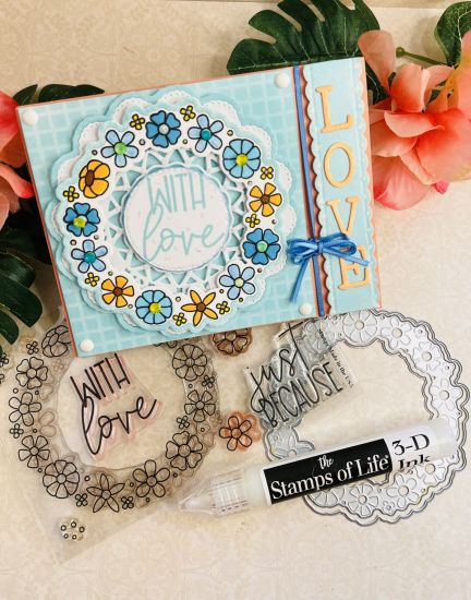 Flower Wreath Clear Stamps & Die set (February 2024 Club Set)
