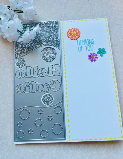 Hello Cutie Slimline Tri-background die set
