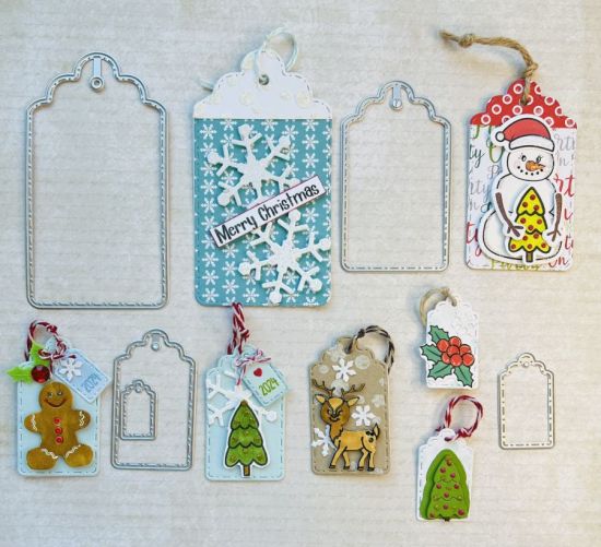Scalloped Stitch Dot gift tags
