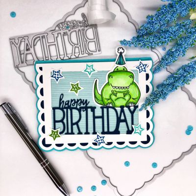 Happy Birthday-Small Scallop A2 Card Set
