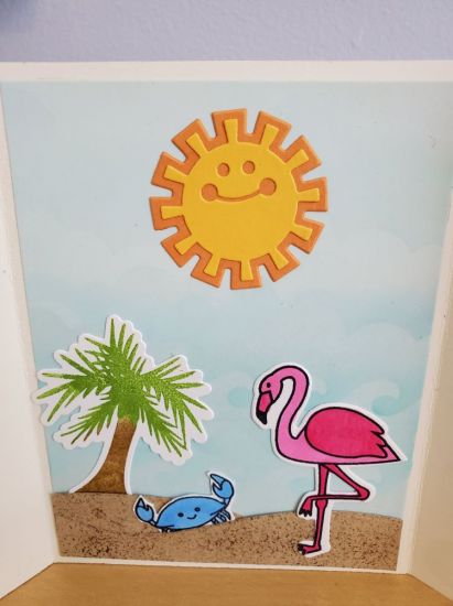 Flamingo and palm tree
