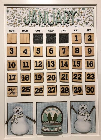 January Calendar Sample
January Calendar 
Keywords: Magnetic calendar white, Snowglobes2stamp Dies, Skinny Mini Alphabet Dies