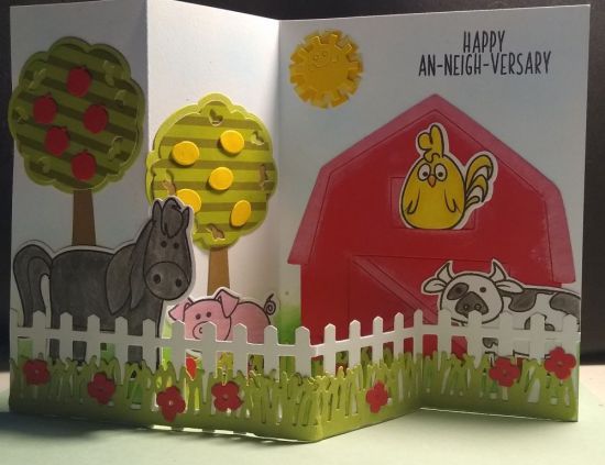 Keywords: Barn, farm, cow, horse, chicken, pig, fence, z-fold