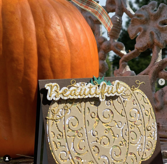Chocolate and gingerbread cardstock. Used a gold glitter paper for the work and vines.
