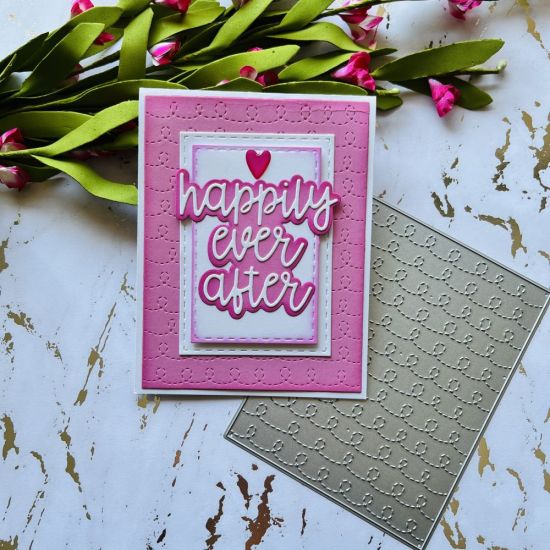 Stitched swirl background die, wedding words
