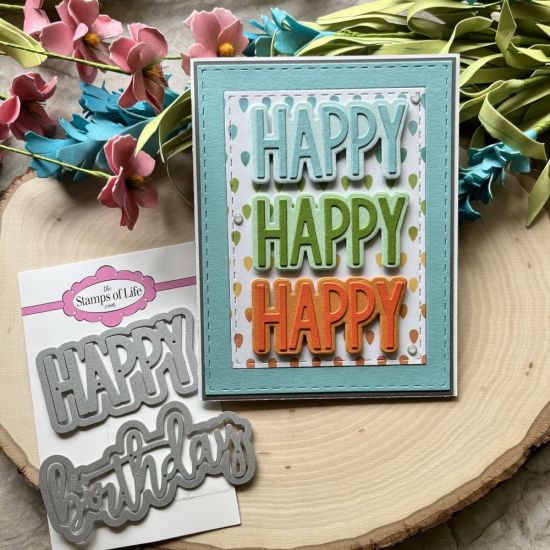 Cheerful Happy Birthday die set
