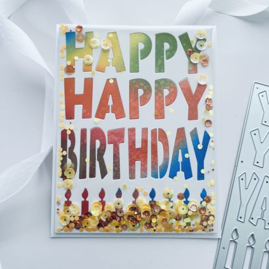 Keywords: Happy happy birthday card front die