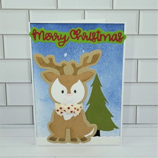 5X7 Card- Sitting Reindeer Fold It
