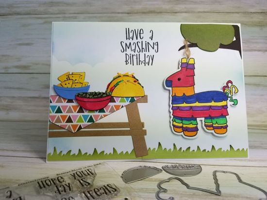 Pinata Picnic 5x7
Keywords: Tree Fold-It, Picnic Table Fold-It, Tacos2Stamp, Pinata2Stamp plus matching dies.