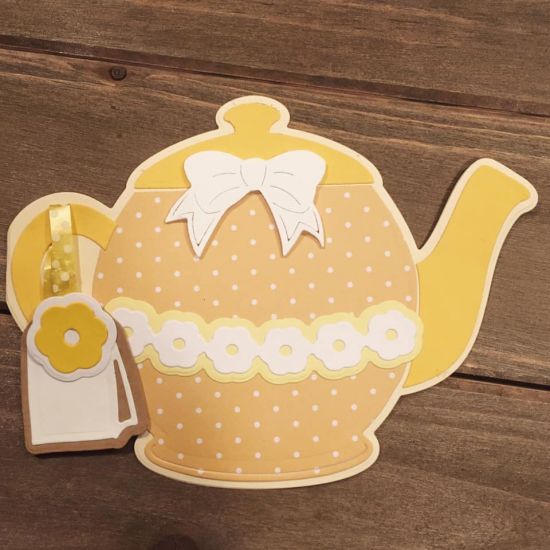 Teapot Fold It
Teapot shaped card with a tea bag attached to the handle. 
Keywords: Teapot