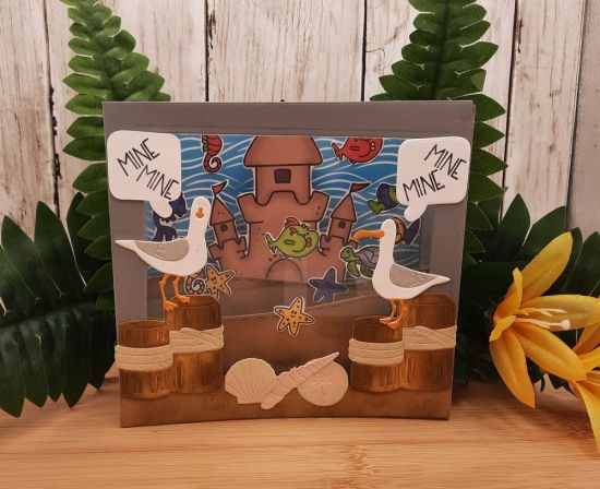 By the Sea kit
Keywords: Fish 5x7 shadowbox seagull seahorse shells sand castle