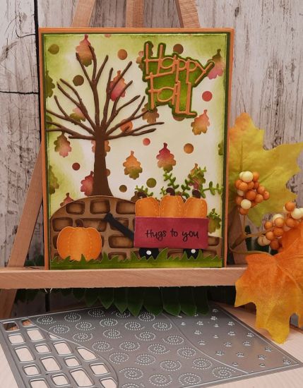 Tri background
Keywords: Pumpkins wagon leaf stencil tree