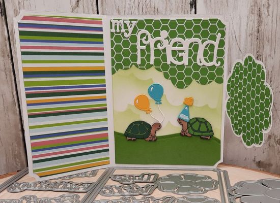 Flower fold over card
Keywords: Flower fold over turtles torties happy birthday balloons