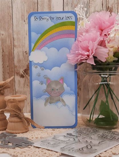 Little peeps cat 
Keywords: Cat peep rainbow rounded corner slimline