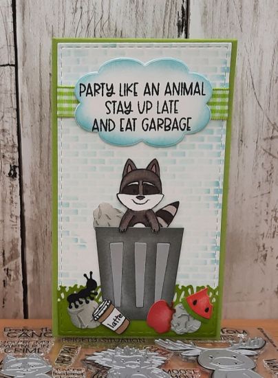 Woodland2stamp
Keywords: Raccoon trashcan brick background apple latte