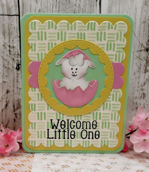 Criss-cross Stencil
Keywords: Criss cross stencil lamb sheep scallop rectangle inside scallop circle