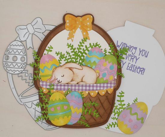 Easter Basket Fold It
Keywords: Easter basket fold it garden bunny fern succulent TWO eggs