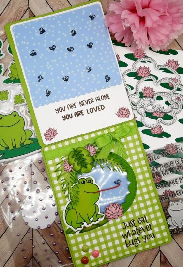 2023 March Card Kit (inside)
Keywords: March card kit frogs lilypad flower pine sprigs leaf inside scallop circle fireflies