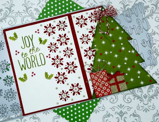 Tree gate fold card
Keywords: Tree gate fold Christmas poinsettia