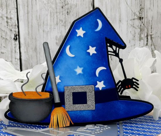 Witches Hat fold it
Keywords: Witches hat fold it cauldron spider broom stars moon
