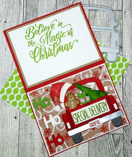 Tailgate2stamp
Keywords: Truck tailgate Christmas tree gingerbreadman present Santa hat