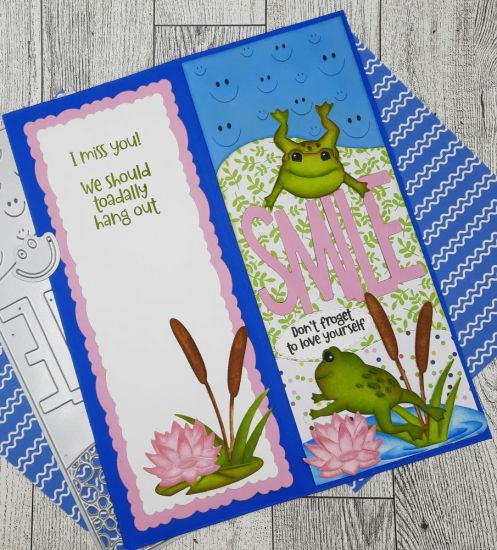 Smile Tri Slimline
Keywords: Smile frog lily pad catstail flower