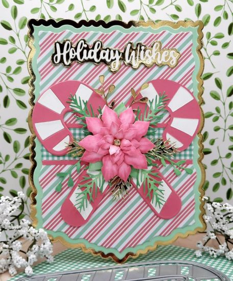 Candy Cane fold it club
Keywords: Deckle edge banner candy cane poinsettia christmas holiday wishes
