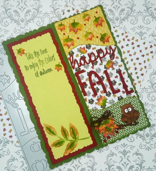 Happy Fall slimline
Keywords: Fall leaves owl 