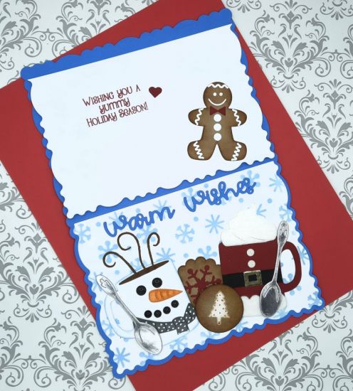 Snowy Stencil
Keywords: Snowy stencil hot chocolate mugs gingerbread cookies spoons winter warm wishes santa snowman christmas c