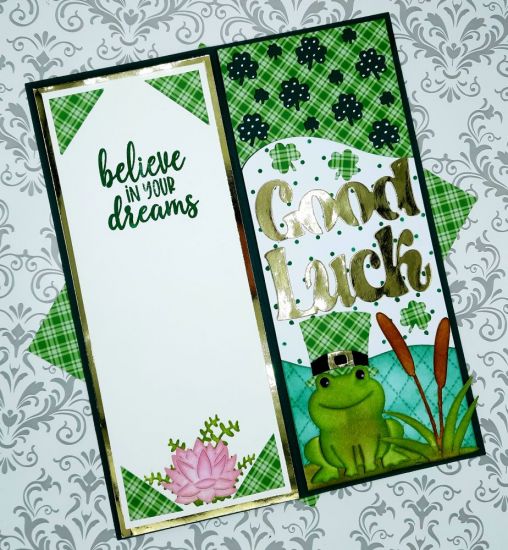 Good Luck Slimline tri background
Keywords: Good luck slimline tri background shamrocks frog leprechaun hat st patricks day