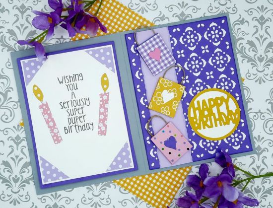 Motif background die
Keywords: Motif birthday circle candles gift bags