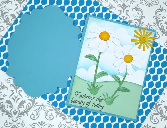 Bouncy card (inside)
Keywords: Flowers sun clouds new day