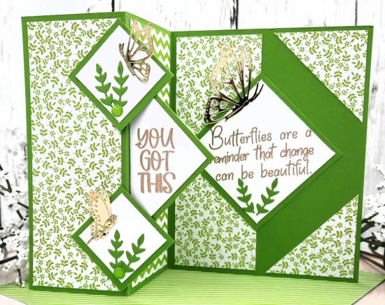 Beautiful Butterflies dies
Keywords: Butterflies z fold card diamond shapes leaves encouragement