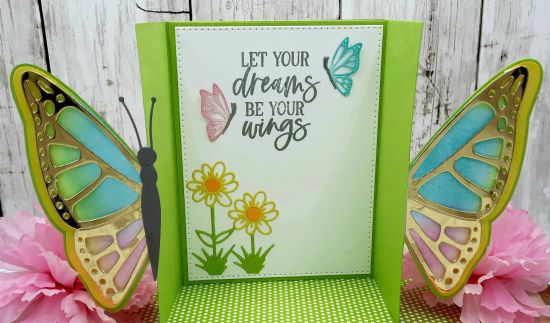 Butterfly Gatefold card (inside)
Keywords: Butterfly flowers dreams