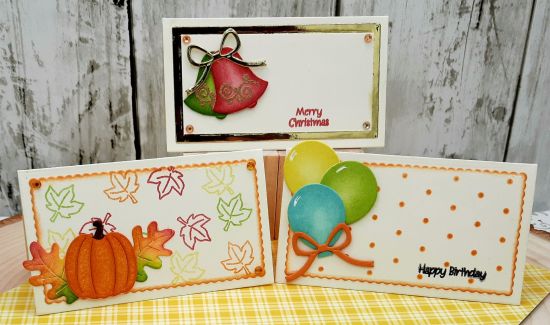 Table Place Card dies
Keywords: Pumpkin balloons bells